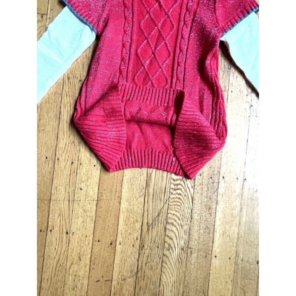 Little Lass Kids Red Sparkle Sweater 6 - Picture 8 of 9